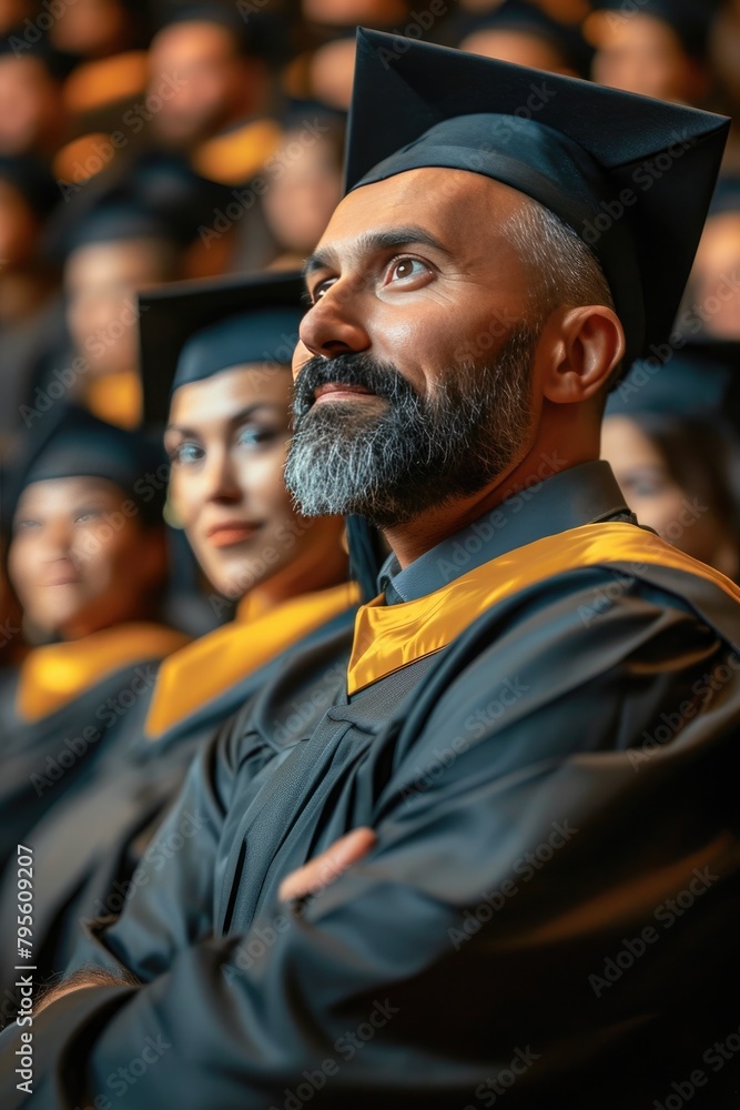 Fototapeta premium Elegant Graduate Embracing Academic Achievement