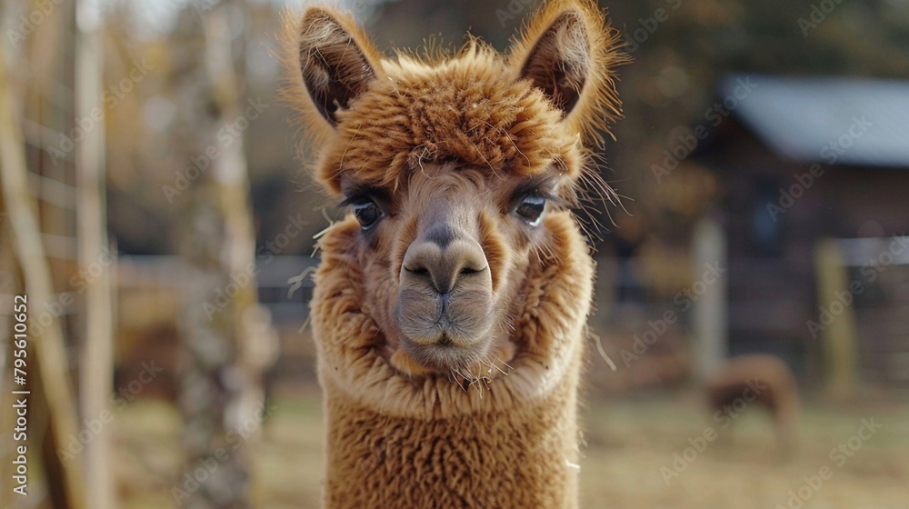 Obraz premium a close-up of an alpaca, The Alpaca’s Portrait. Generative AI