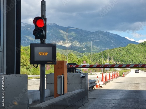 toll station in egnatia street in greece ioannina city