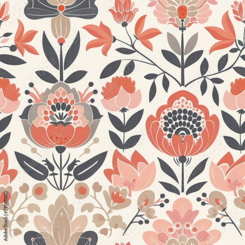 Elegant Floral Pattern with Vintage Botanical Design
