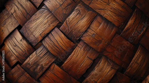 Rustic Charm: Close-up of Wooden Basket Weave photo