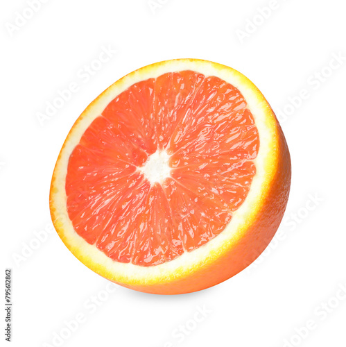 Citrus fruit. Half of fresh red orange isolated on white