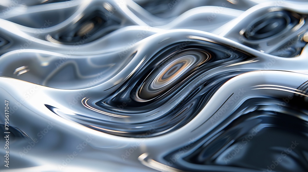A tight shot of a metal item showcasing a hazy, wavy pattern in its side design A tight shot of a metal item showcasing a hazy, wavy pattern in its side design