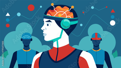 Athletes in training wear specialized headgear that tracks brain activity to monitor and optimize mental endurance enabling them to perform at their.