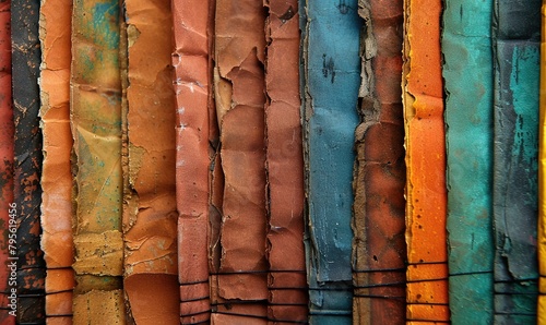 Old leathery, colorful pieces