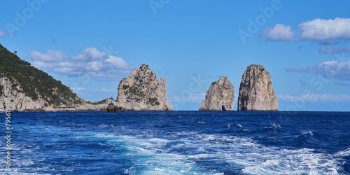 Faraglioni di Capri, rock formations by the island of Capri in the Campanian Archipelago, Italy photo