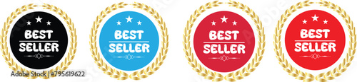 set of best seller stickers, badges, labels vector illustration