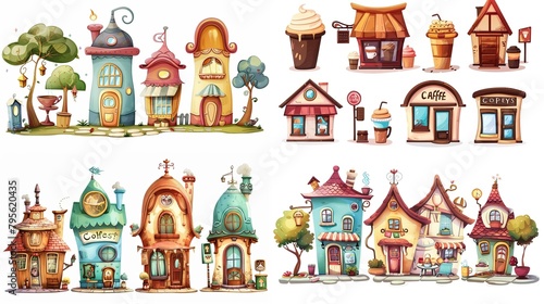 cute fairytale cartoon house clipart isolated on white background  quirky house   Generative Ai