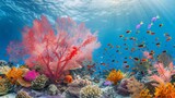 Colorful coral reef teeming with vibrant fish
