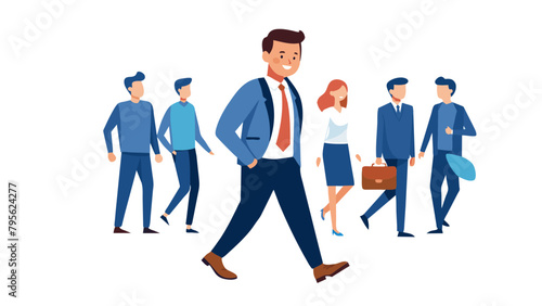 businessman man portrait business smart success confident office corporate  executive suit manager happy smiling teamwork blurred motion walking busy, flat simplistic vector illustration, isolated