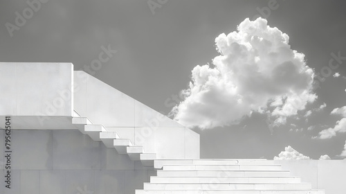 Imagen sencilla de unas escaleras blancas hacia el cielo