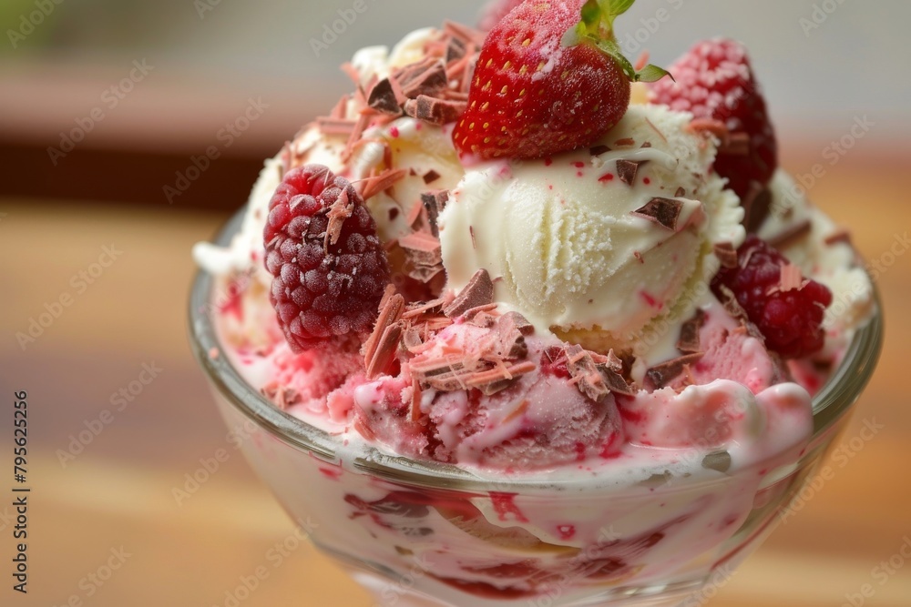 Tasty collection of desserts featuring soft ice cream and eggnog cream, sweetened further with a