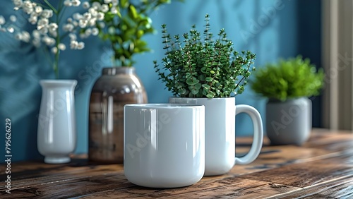 Online customers personalize products like mugs or phone cases with userfriendly interfaces. Concept Customize Products, Personalized Items, User-Friendly Design, Online Shopping, Gift Ideas photo
