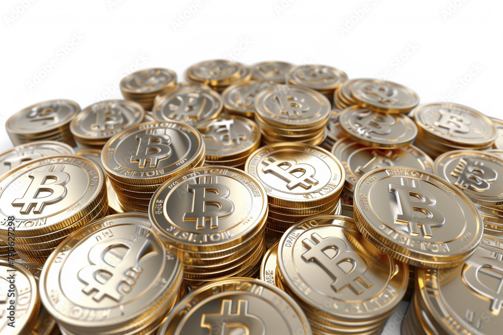 Pile of Bitcoin Coins on White Background
Pile of Bitcoin Coins on White Background