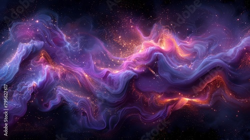  A computer-generated image featuring a swirl of purple, blue, and red hues, overlaid on a star-studded backdrop