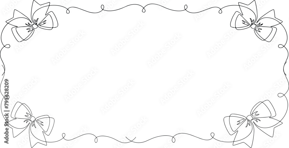 One continuous line drawing of gift ribbon bow. Christmas and birthday present wrap in simple linear style.
