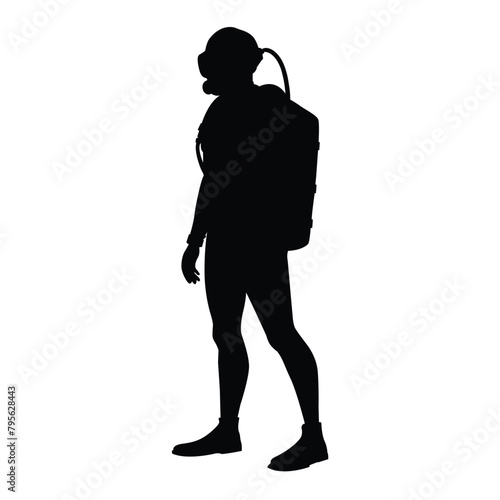 silhouette of a scuba diver on white 