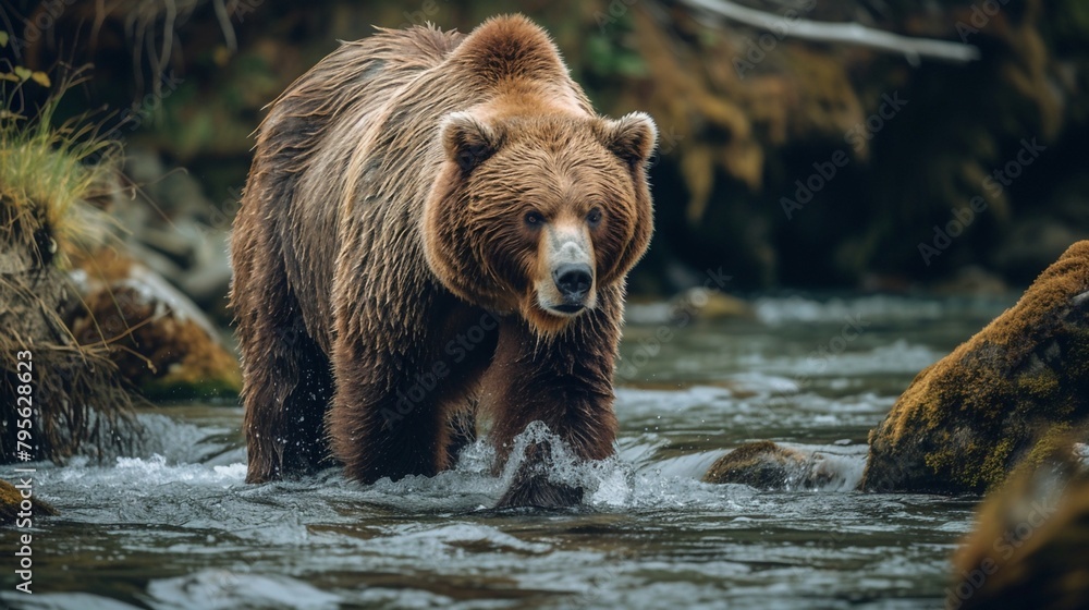 The Grizzly’s Riverside Journey. Generative AI
