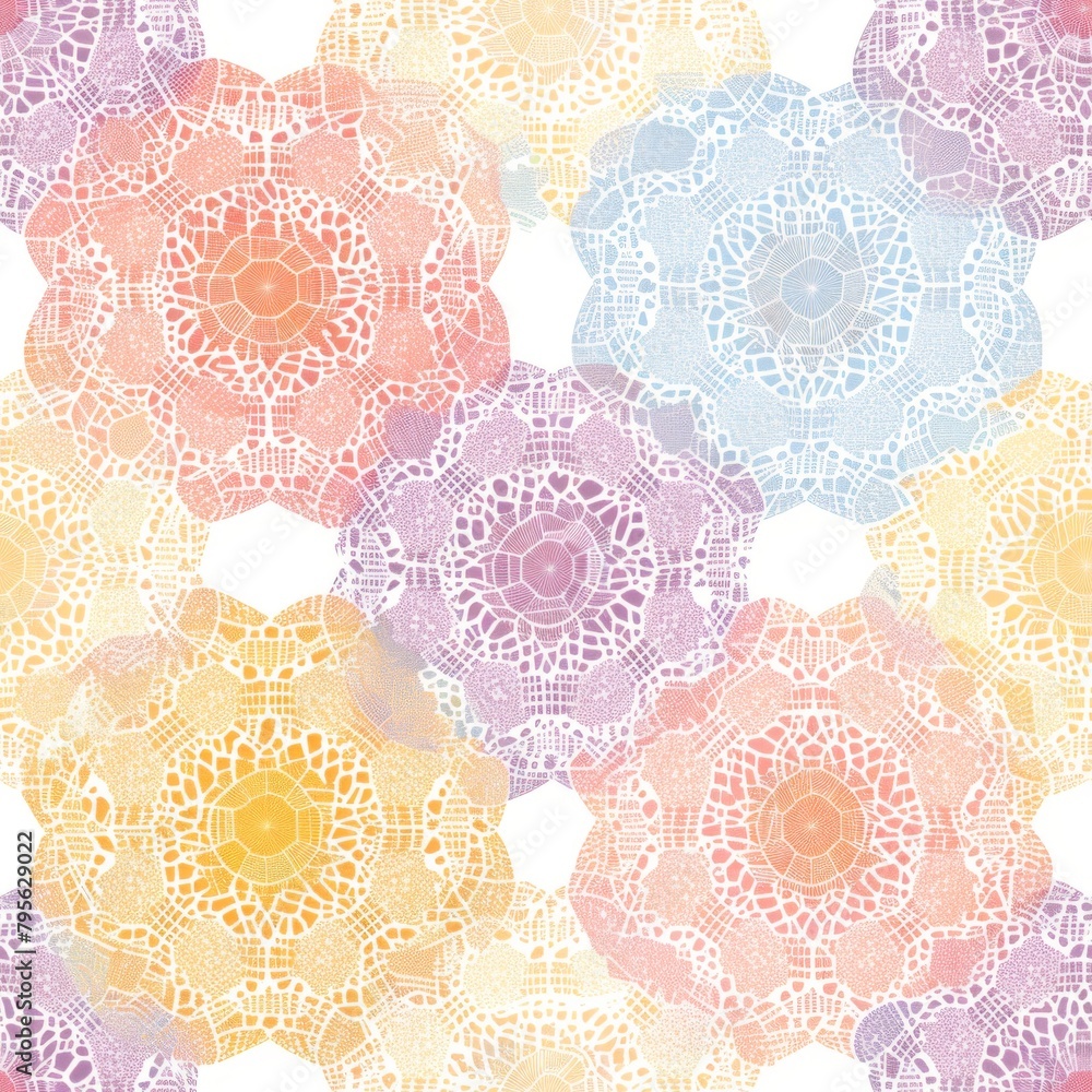 Colorful Lace Pattern Background with Intricate Floral Designs