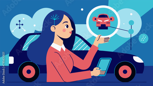 A woman controls her car with a simple thought her neural link connected to the vehicles autonomous driving system..