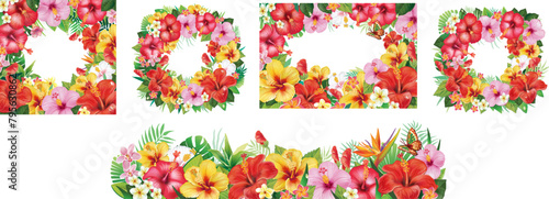 Set of Arrangements from hibiscus flowers