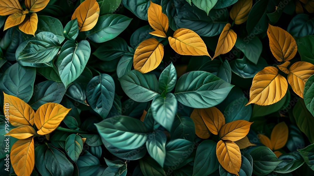 Green and Gold Leaves Background. Green and Gold Leaves Background.