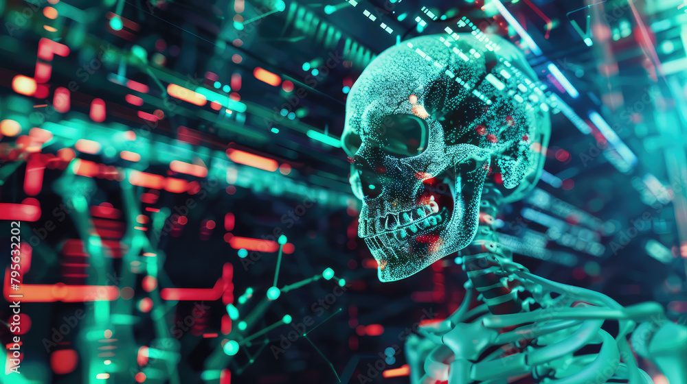 digital skull. Artificial intelligence concept. virtual reality digital skull. Artificial intelligence concept. virtual reality