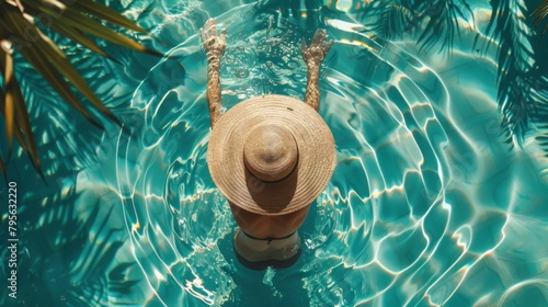 Woman Relaxing in Swimming Pool