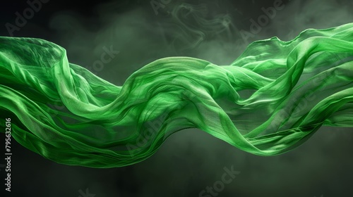   A green cloth flutters in the wind, billowing smoke from its top and base photo