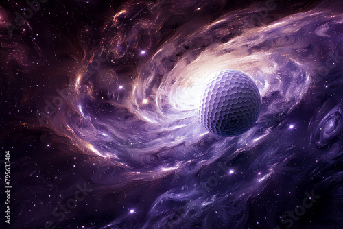 a golf ball flying in space
