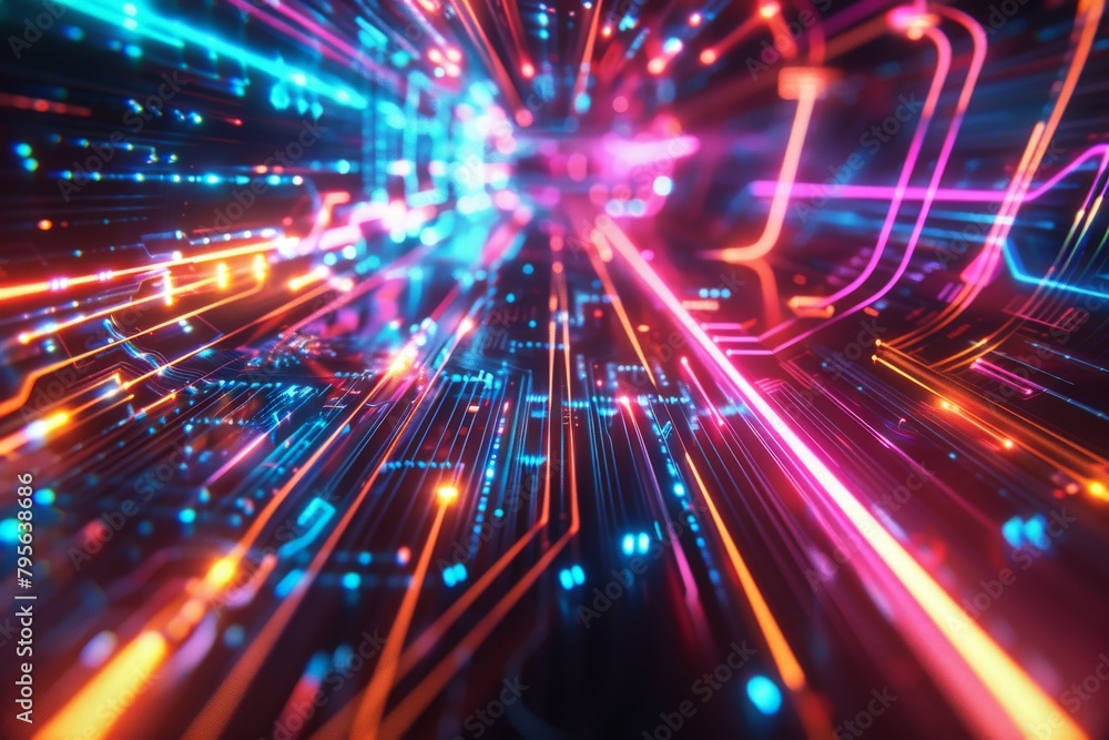 Fototapeta premium High-Speed Data Network Connection Tunnel. Beautiful simple AI generated image in 4K, unique.