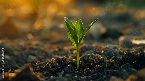 beauty of life's renewal with a captivating image of a green shoot pushing through the soil, surrounded by earthy tones.