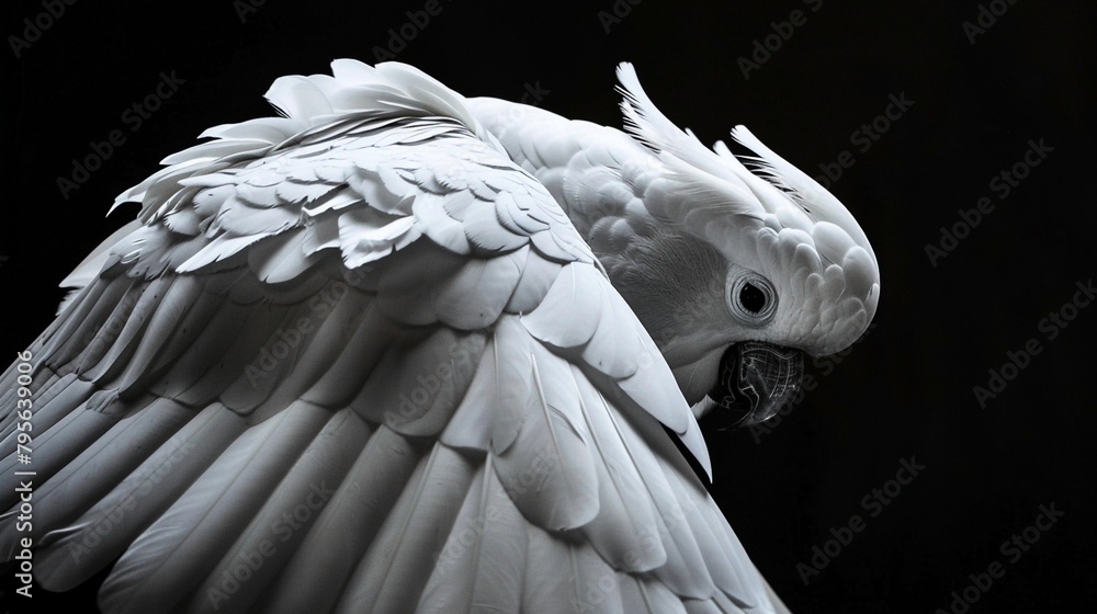 Fototapeta premium A Portrait Of A Majestic White Cockatoo. Generative AI