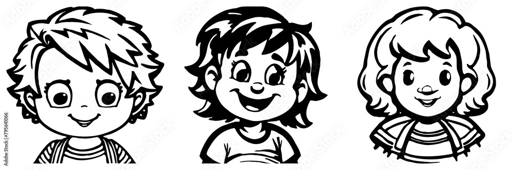 Black and white cartoon . Pattern for T-shirt, covers. Generated by Ai Black and white cartoon . Pattern for T-shirt, covers. Generated by Ai