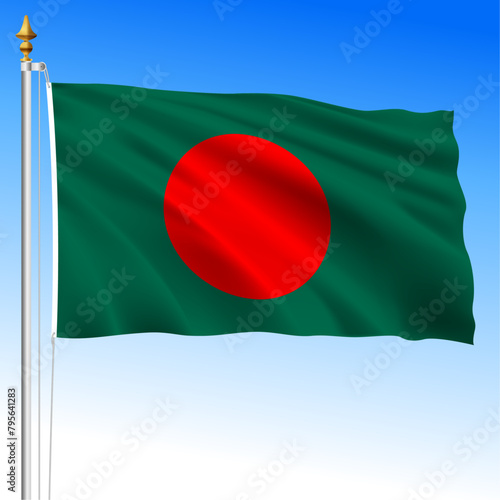 Bangladesh, official national waving flag, asiatic country, vector illustration