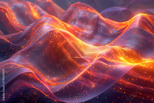 Dynamic ribbons of light weaving through a virtual realm  forming intricate patterns reminiscent of ancient tapestries.