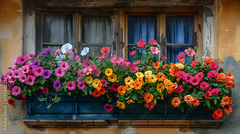 Colorful Flower - Filled Window Boxes