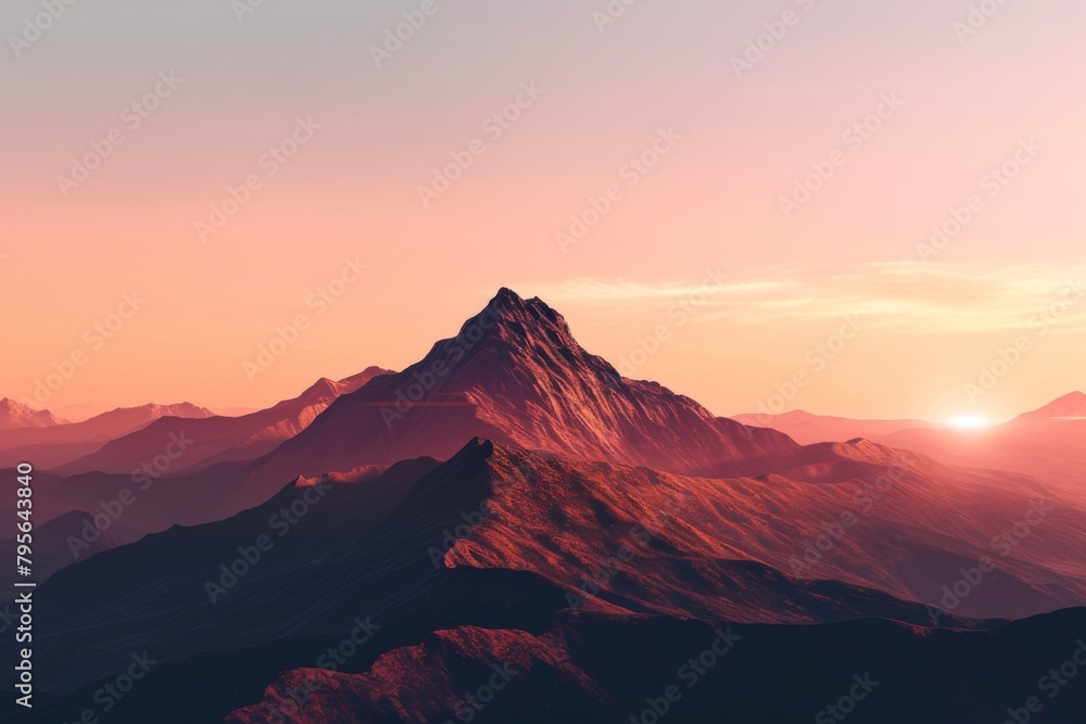 A minimalist background of a single mountain unicase against a gradient sky, Ai generated A minimalist background of a single mountain unicase against a gradient sky, Ai generated