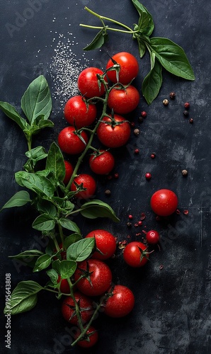 red cherry tomatoes and basil