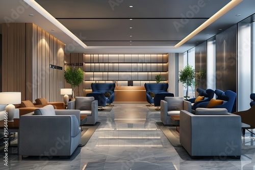 Airport business class lounge. International airport stylish interior. Airport VIP lounge. contemporary airport
