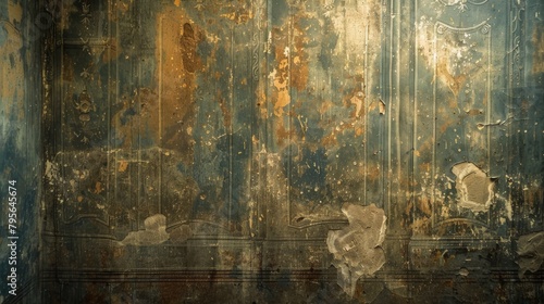 Faded frescoes on an ancient wall, whispers of a bygone era  photo