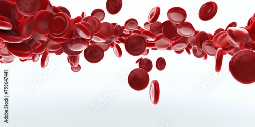 Blood cells wave on white background  leukocytes  erythrocytes  bloodstream. High quality photo.
