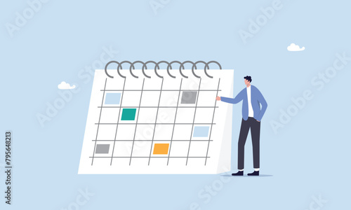 Manage habit for better productivity and efficiency concept, stay organized strict to schedule and deadline, stop procrastination and control working process tidy, businessman organized his calendar.