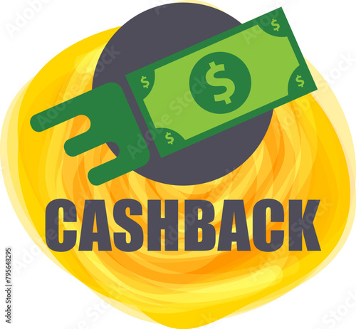 vector cash back icon with dollar isolated on white transparent background. cashback and money bonus refund label or logo