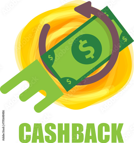 vector cash back icon with dollar isolated on white transparent background. cashback and money bonus refund label or logo