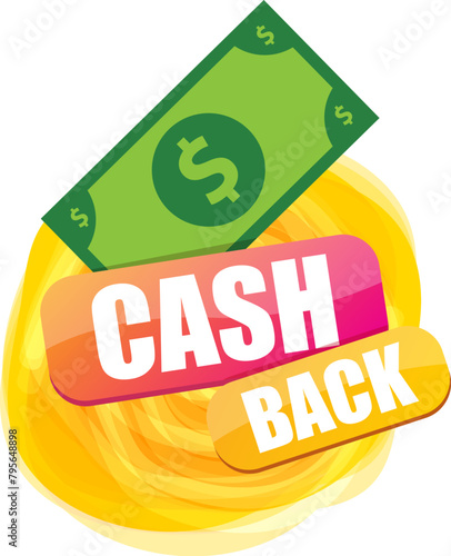 vector cash back icon with dollar isolated on white transparent background. cashback and money bonus refund label or logo