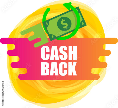 vector cash back icon with dollar isolated on white transparent background. cashback and money bonus refund label or logo