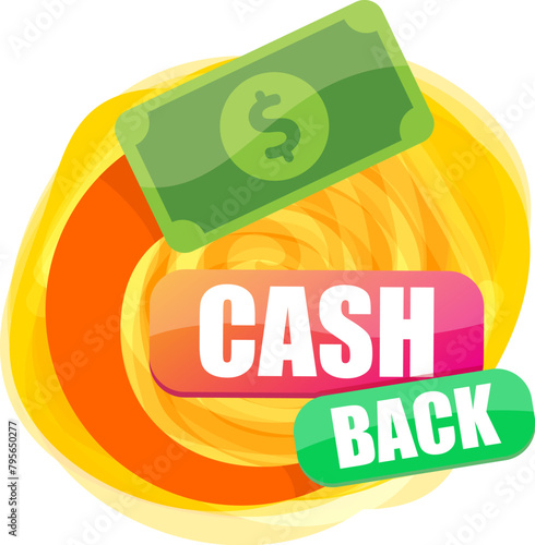 vector cash back icon with dollar isolated on white transparent background. cashback and money bonus refund label or logo