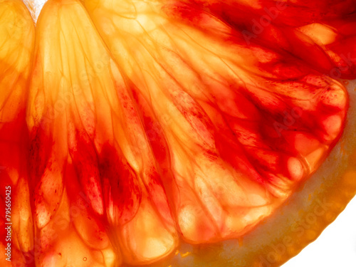 Slice of blood orange, macro shot.
