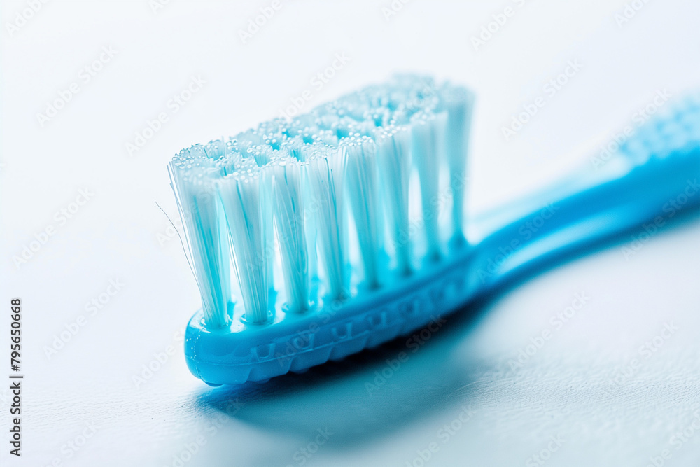 Close Up of Blue Toothbrush on White Background Close Up of Blue Toothbrush on White Background